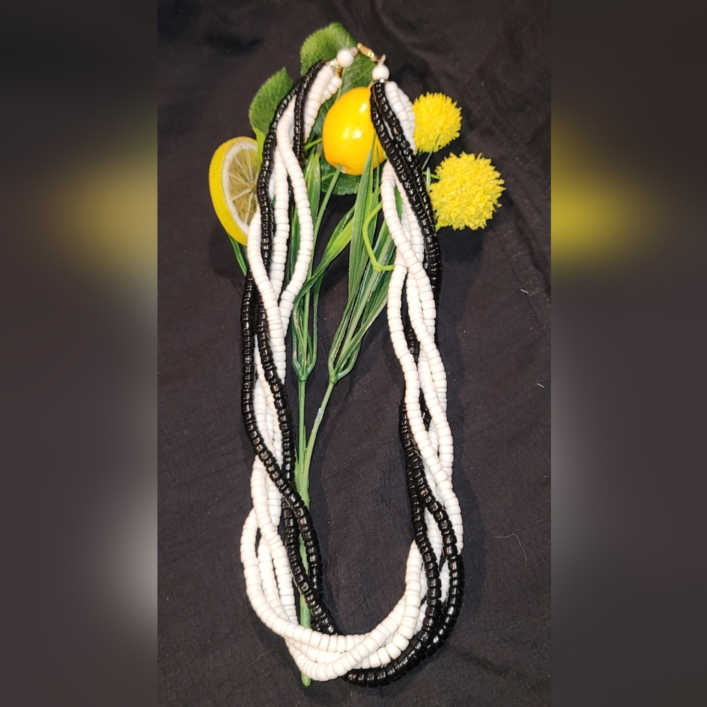 "3 for $25" Black and White Twist Necklace